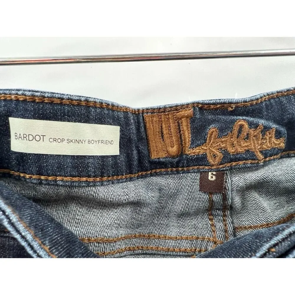 Kut from the Kloth Women’s Bardot Crop Skinny Boyfriend Jeans Medium Wash Size 6